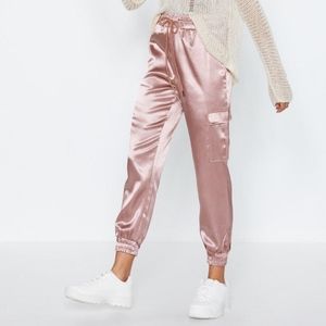 Catch Feelings Satin Cargo Pants